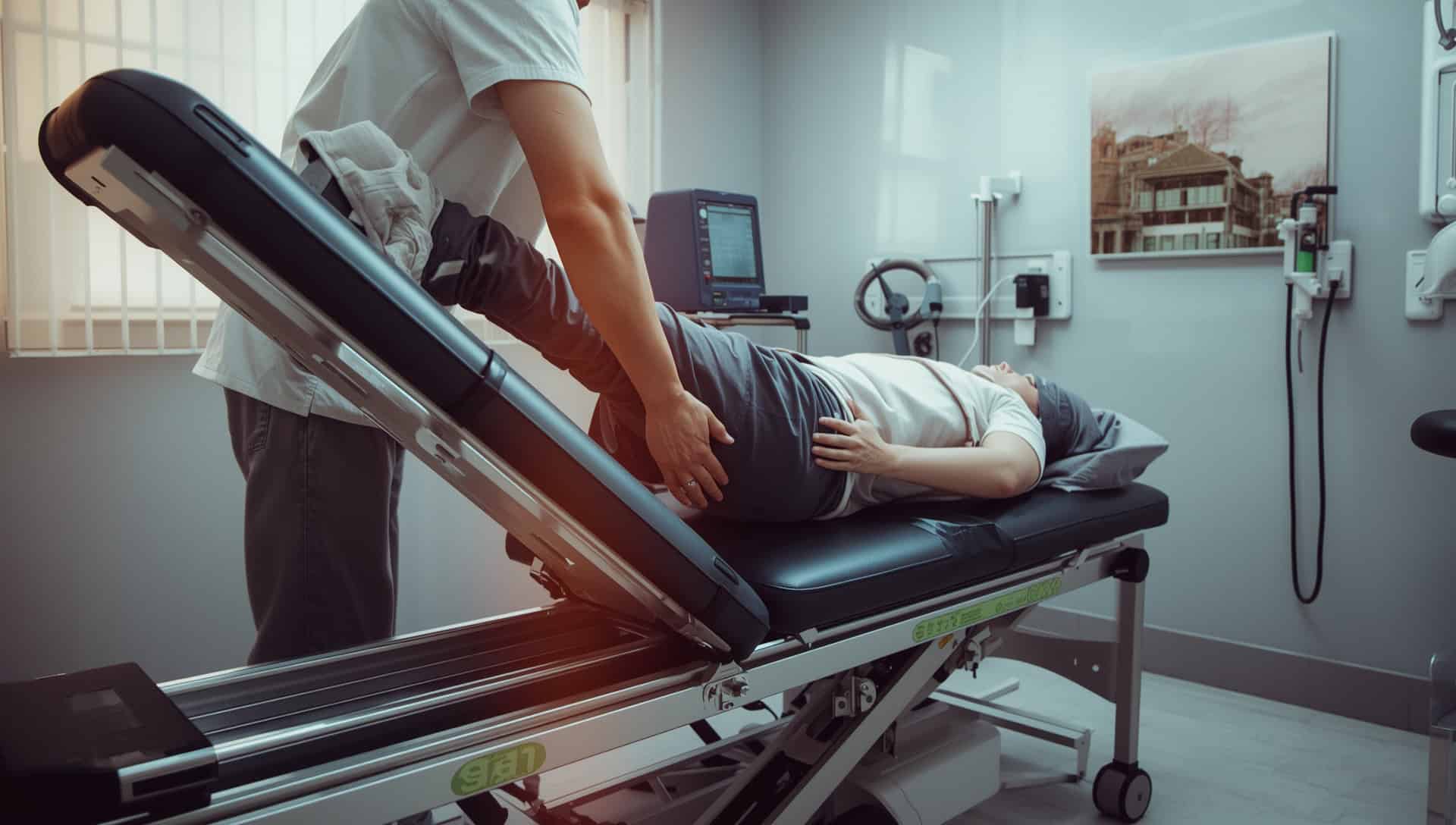 Realistic close-up view of a spinal disc causing nerve compression associated with disc pain